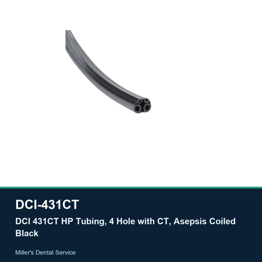 DCI 431CT HP Tubing, 4 Hole with CT, Asepsis Coiled Black