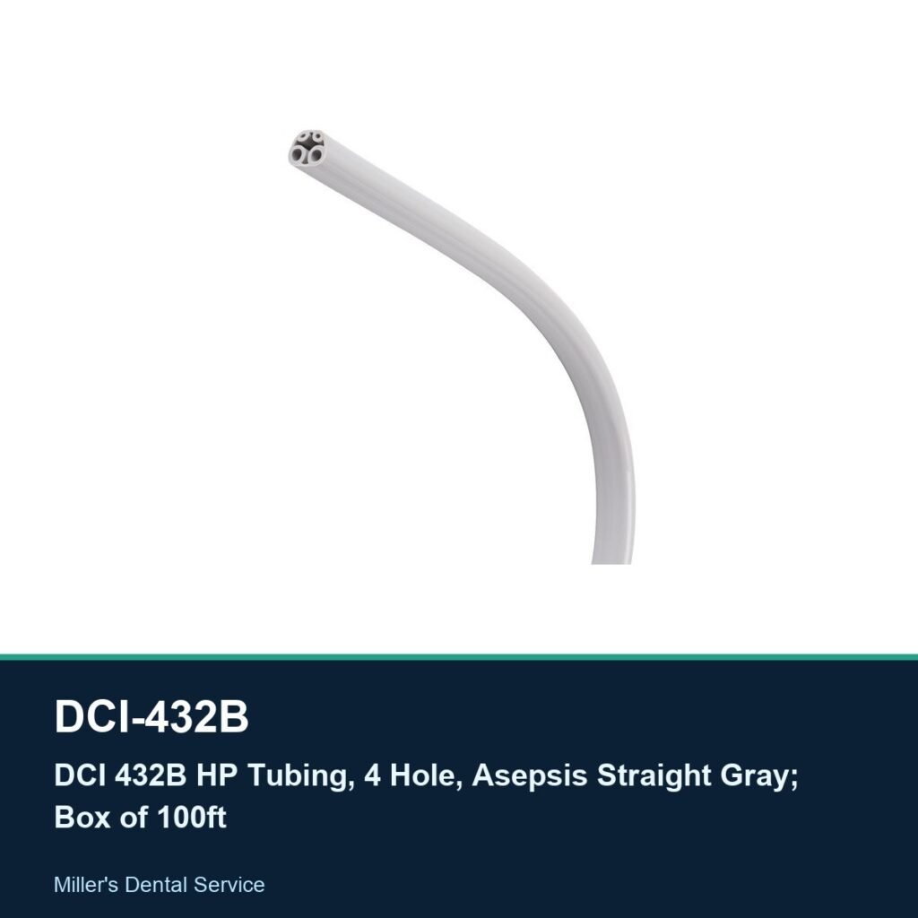 DCI 432B HP Tubing, 4 Hole, Asepsis Straight Gray; Box of 100ft