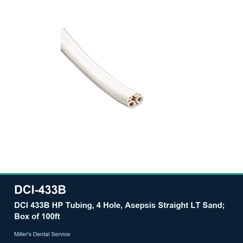 DCI 433B HP Tubing, 4 Hole, Asepsis Straight LT Sand; Box of 100ft