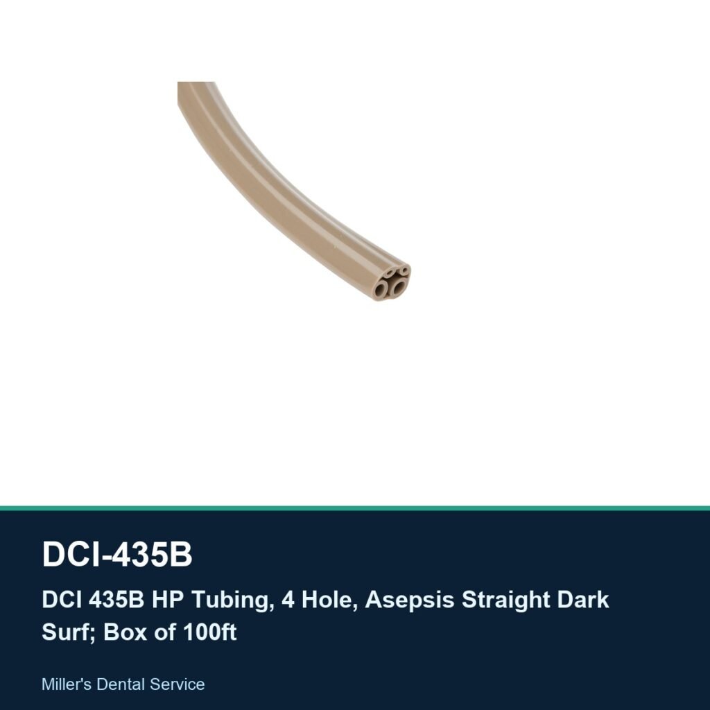 DCI 435B HP Tubing, 4 Hole, Asepsis Straight Dark Surf; Box of 100ft