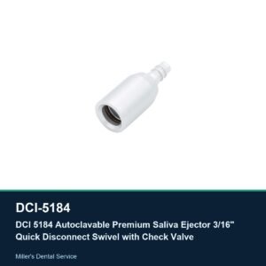 DCI 5184 Autoclavable Premium Saliva Ejector 3/16" Quick Disconnect Swivel with Check Valve