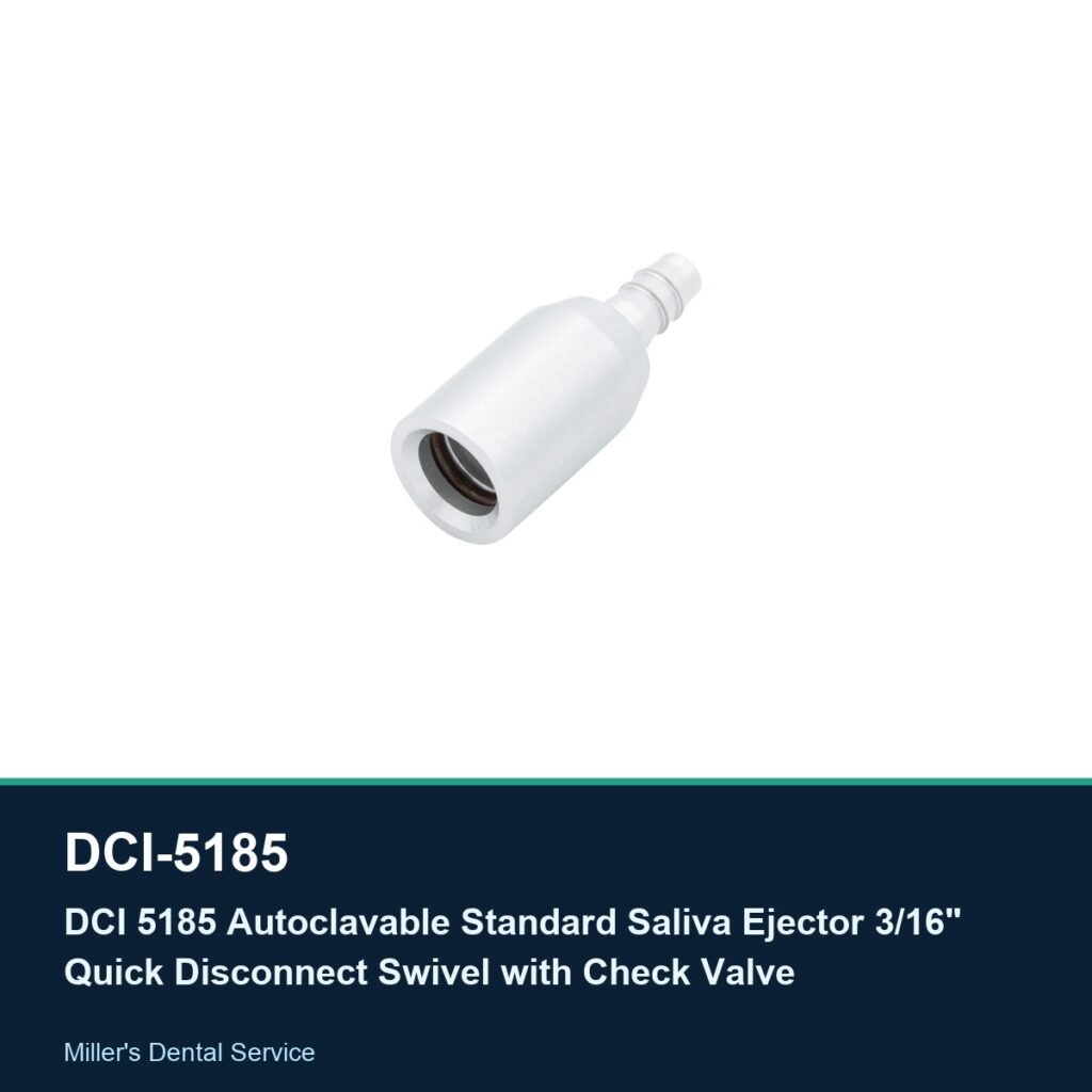 DCI 5185 Autoclavable Standard Saliva Ejector 3/16" Quick Disconnect Swivel with Check Valve
