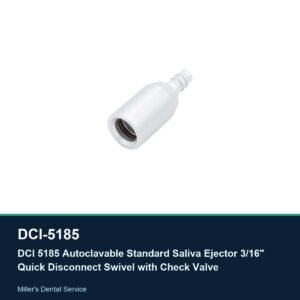 DCI 5185 Autoclavable Standard Saliva Ejector 3/16" Quick Disconnect Swivel with Check Valve